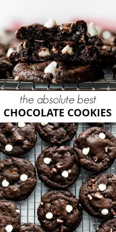 chocolate cookies with marshmallows on top and the words, the absolute best chocolate cookies