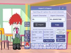 a cartoon character standing in front of a computer screen with information about important characters on it