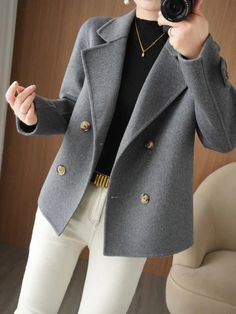 44607639159001|44607639191769|44607639224537|44607639257305 Gray Long Sleeve Outerwear With Buttons, Casual Winter Pea Coat For Office, Gray Buttoned Outerwear For Fall, Winter Outerwear With Button Cuffs And Lapel Collar, Winter Office Outerwear With Button Closure, Long Sleeve Pea Coat For Office In Fall, Winter Outerwear With Button Cuffs For Cold Weather, Winter Workwear Long Sleeve Pea Coat, Winter Workwear Pea Coat With Long Sleeves