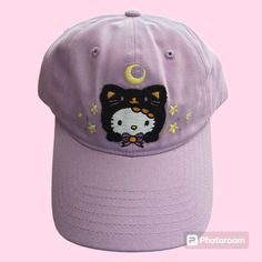 Hello Kitty Cap New Cap Cute Hello Kitty Cap Lilac Color Back Adjustable To Fit Perfectly Adjustable Harajuku Halloween Hat, Cute Halloween Cap Hat, Cute Halloween Hat, Cute Streetwear Hats, Accessories Hello Kitty, Cap Cute, Kitty Accessories, Cute Hello Kitty, Hello Kitty Accessories