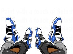 two pairs of sneakers with blue and white shoes