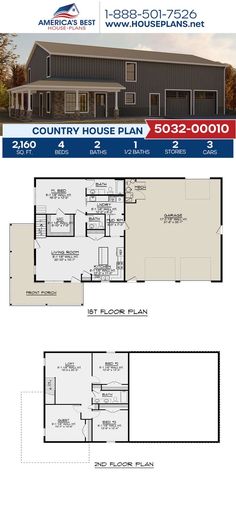 two story house plan with 2 car garage and living room in the back ground level