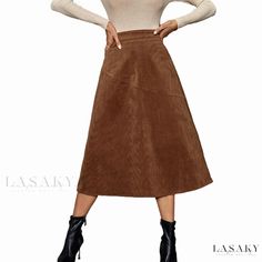 Lasaky - Solid Color High-Waisted Pencil Skirt Long Skirt Winter, Skirts Midi High Waisted, High Waisted Pencil Skirt, Velvet Fashion, Color Pencil, Types Of Skirts, Winter Wear, Winter Women, Long Skirt