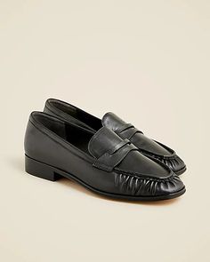 J.Crew: Maison Ruched Loafers In Leather For Women Leather Loafers Women, Loafer Shoes Women, Loafers Shoes, Loafer Sneakers, Women's Loafers, Jcrew Women, Penny Loafers, Leather Loafers, Loafers For Women