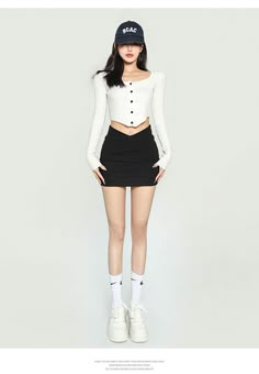 Age: 18-24 years oldSize: S M LPattern: Solid colorStyle: CommutingCommuting: Korean versionWaist type: High waistColor classification: black black second batchSKU: X22Q6453Skirt type: Hip skirtYear Season: Spring 2023Skirt length: Short skirtSilhouette: Type AMaterial composition: Other materials Korean Fashion Skirt, Short Skirts Outfits, 2000s Japanese Fashion, Short Black Skirt, Fashion Vocabulary, Casual Day Outfits, 2000s Fashion Outfits, Cute Preppy Outfits, Korean Fashion Trends