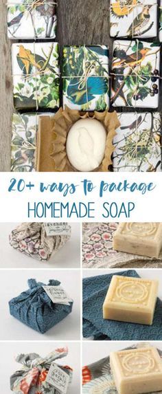 homemade soaps with different designs on them and the words, 20 ways to package homemade soap