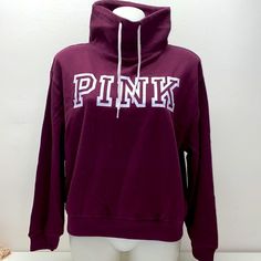 Victoria Secret Pink Sweater Logo Burgundy Womens Girls Sz Xs(Fit A Small ) New Purple Winter Sweatshirt, Purple Letter Print Sweatshirt, Fitted Pink Sweatshirt, Pink Cropped Hoodie, Pink Turtleneck Sweater, Sequined Sweatshirt, Quarter Zip Hoodie, Pink Crewneck, Light Sweater