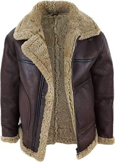 Men's Sheepskin Aviator Genuine Real Leather Shearling Bomber Flying Aviator Fur Winter Leather Jacket gift for her. Description: Best bomber jacket Excellent decision for everybody. Clothing Type: Men's Real Handmade Leather Internal: Faux Fur. Color: Brown. Style: Bomber FUR Collar Jacket Front Closure: Zip Style Closure. Pockets: Outside pockets. Please first check out our size chart to ensure proper fit and size. Also, we provide coats in bespoke sizes at no additional cost. Simply let us kn Aviator Leather Jacket, Winter Leather Jackets, Flying Jacket, Fur Collar Jacket, Pilot Jacket, Fur Leather Jacket, Men's Leather Jacket