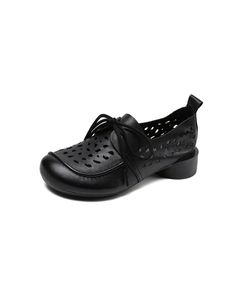 Spring Soft Leather Handmade Retro Flat Shoes — Obiono Casual Low Heel Lace-up Shoes, Casual Black Lace-up Low Heel Shoes, Black Low Heel Leather Shoes For Spring, Black Flats With Stitched Sole, Casual Leather Lace-up Shoes With Low Heel, Black Low Heel Lace-up Shoes For Spring, Black Leather Shoes With Flat Heel For Spring, Black Leather Flat Heel Shoes For Spring, Black Lace-up Shoes With Low Heel For Spring