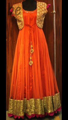 Orange Business Attire Women, Desi Wear, Indian Look, Long Dress Design, Indian Bridal Dress, Indian Couture, Saree Dress