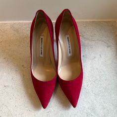 Manolo Blahnik Bb 105 Red Suede Pump. Size 37, Worn Once In Excellent Condition. 105mm Heel Height Manolo Blahnik Red, Shoes Manolo Blahnik, Blahnik Shoes, Manolo Blahnik Shoes, Red Suede, Suede Pumps, Manolo Blahnik, Shoes Women Heels, Heel Height