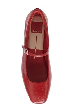 A slender buckle strap and square toe modernize this classic leather mary jane that holds endless outfit-making opportunities. Leather upper/leather and textile lining/synthetic sole Imported Fitted Leather Mary Janes With Buckle Closure, Chic Leather Mary Janes, Chic Fitted Leather Mary Janes, Fitted Leather Mary Janes With Heel Strap, Formal Red Leather Mary Janes, Formal Red Mary Janes, Outfit Making, Leather Mary Janes, Classic Leather