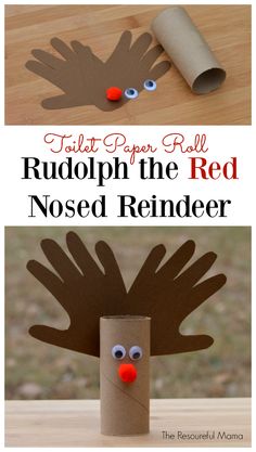 a toilet paper roll rudolph the red nose reindeer craft for kids to make and play with