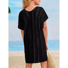 Elevate your little girl's beach day ensemble with the KOJOOIN Girls Crochet Beach Cover Up. This chic and lightweight cover-up is perfect for stylishly shielding from the sun while ensuring she stays cool and comfortable. 

- **Age Group:** Suitable for girls aged 7-8 years
- **Material:** Crafted from a soft blend of 75% Viscose and 25% Nylon
- **Color:** Elegant black
- **Gender:** Female

Featuring a charming U-neck design and intricate crochet detailing, this cover-up offers a blend of eleg Open Knit Poolside Cover-up For Vacation, Open Knit Cover-up For Poolside Vacation, Beachy Black Cover-up For Beach Season, Summer Black Beach Dress For Pool, Casual Black Poolside Cover-up, Summer Beach Cover-up With Open Knit, Beachwear Cover-up With Open Knit For Beach, Summer Beach Open Knit Cover-up, Casual Swimwear With Uv Protection For Warm Weather