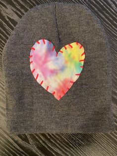 Amazing handmade tiedye heart and embroidered beanie cap Embroidered Beanies, Cathartic Beanie Embroidered, Embroided Beanie, Handmade Multicolor Beanie, One Size, Embroidered Beanie Cap, One Size, Embroidered Tshirt, Smiley, Hand Embroidered, Tie Dye