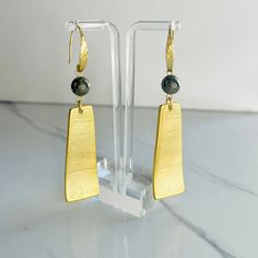 Our Pyrite and gold combo makes a striking contrast, measure 10.5 cm in length. 18k hammered gold hook earring. Pyrite with elongated gold accent, copper base with gold electroplate and tarnish resistant coating. Pyrite Earrings, Turquoise And Gold, Interior Design Business, Hammered Gold, Gold Accent, Custom Jewelry Design, Hook Earrings, Jewelry Designs, Best Part Of Me