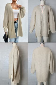 Laid Back Mid-Length V Neck Knit Cardigan Outerwear | NCS Sweater V-neck Open Knit Cardigan For Day Out, Beach V-neck Knit Cardigan, Trendy V-neck Outerwear For Vacation, V-neck Winter Outerwear For Vacation, Trendy Hollow Out Sweater For Spring, Long Solid Summer Cardigan, Oversized V-neck Cardigan For Vacation, Casual Hollow Out Sweater For The Beach, Casual Hollow Out Sweater For Beach