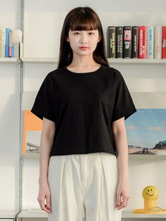 Editor's NotesYou can wear it in various ways including a sleeveless dress. With the Dolman short sleeves, you can wear it for the casual outer.It used the Supima cotton with 20 counts.-Non-irritating material Size: One Size-Length: 18.89 in. -Sleeve: 12.20 in. -Chest: 20.47 in.*Model Size: One Size (5.54 ft. / 108.02 lb.) Composition & Care-100% Cotton (Supima with 20 counts)-Dry Cleaning Recommended   Designerby NOW AND TOMORROW Casual Cotton Short Sleeve Top For Summer, Black Short Sleeve Cotton Blouse, Plain Cotton Summer Blouse, Summer Plain Cotton Blouse, Plain Cotton Blouse For Summer, Solid Color Relaxed Fit Cotton Short Sleeve Top, Basic Short Sleeve Cotton Top For Spring, Casual Black Cotton Short Sleeve Top, Casual Black Short Sleeve Cotton Top