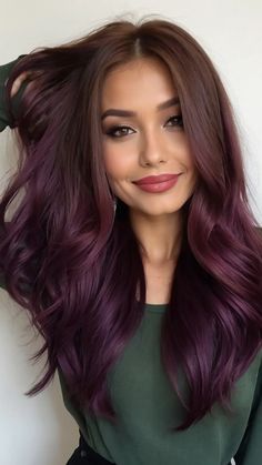 Sipping on Style: 15 Cherry Cola Hair Color Ideas for a Bold Makeover - Fads Maroon And Purple Hair, Winter Dyed Hair, Cherry Cola Balayage, Cola Hair Color, Cherry Cola Hair Color, Cola Hair, Bride Hairstyles With Veil, Neck Length Hair