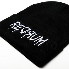 Introducing the Redrum Beanie, a high-quality unisex black acrylic beanie that's both durable and comfortable. Featuring an intricate embroidery design, this beanie is a true statement piece, perfect for adding a bold touch to any outfit. Enjoy lasting comfort and standout style with this exceptional accessory. Black Cotton Beanie Cap, Black Cotton Beanie, One Size, Fitted Beanie For Streetwear, Fitted Black Beanie, Black Cotton Beanie, Trendy Black Adjustable Beanie, Trendy Adjustable Black Beanie, Adjustable Black Beanie For Streetwear, Adjustable Black Beanie