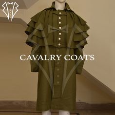 New Unisex Regency Garrick Overcoat Coachman's Coat ,Four Layer Caped, Georgian & Regency Greatcoat and Garrick Overcoat 1750-1825 Jacket By Cavalry Coats With Worldwide Shipping  ARTICLE DESCRIPTION CHARACTERISTICS: Crafted from 100% wool, our Jacket embodies sophistication and elegance. The Custom Fit Style guarantees a tailored and refined appearance. Its primary color, Green, complements various occasions and settings. Meticulously stitched by seasoned professionals, ensuring durability and impeccable craftsmanship. Size Specifications: To guarantee the perfect fit, we require the following measurements: 1. Chest Size: Measure the circumference of your chest at its broadest point. 2. Waist Size: Measure around your natural waistline, usually the narrowest part of your torso. 3. Shoulde Victorian Outerwear With Historical Design For Costume, Victorian Historical Outerwear For Costumes, Victorian Style Historical Costume Outerwear, Historical Costume Outerwear With Buttons, Regency Style Long Sleeve Costume Outerwear, Military Outerwear With Epaulettes For Costume, Regency Greatcoat, Friday Sale, Fit Style