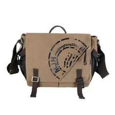 Color: Khaki Waterproof Messenger Bag, Female Bags, Aesthetic Bag, Canvas Satchel, Aesthetic Bags, Vintage Man, Png Aesthetic, Wardrobe Pieces, Canvas Messenger Bag