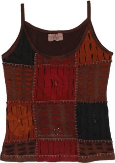 A self-help, confident, and beautiful top in razor cut detail. With its deep earth patchwork and razor-cut details, it gives a unique persona. #tlb #Sleeveless #Patchwork #Stonewash #vacationclothing #beachwrap #TieDye #bohemianfashion #gypsytanktop #summerhippietanktop Whimsical Gothic, Hippie Tank Tops, Brown Tunic, Clothes Hacks, Model Outfit, Hippie Clothes, Hippie Look, Hippie Tops, Trendy Skirts