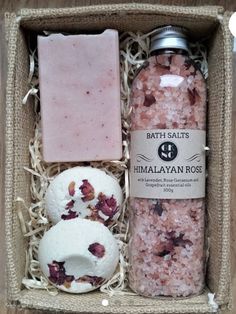 the bath salts are packaged in a box and ready to be used as soaps