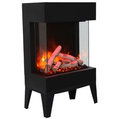 an image of a fireplace with hot dogs in it