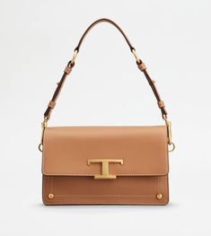 Woman BROWN Shoulder Bag Mini XBWTSIN0100RORPZ9998 | Tods Timeless Gold Shoulder Bag With Branded Hardware, Timeless Gold Bags With Metal Hardware, Designer Tan Satchel With Branded Hardware, Timeless Gold Satchel With Palladium Hardware, Luxury Shoulder Bag With Metal Hardware And Double Handle, Timeless Tan Shoulder Bag With Detachable Strap, Designer Tan Shoulder Bag With Detachable Strap, Luxury Tan Shoulder Bag With Detachable Strap, Designer Tan Leather Shoulder Bag