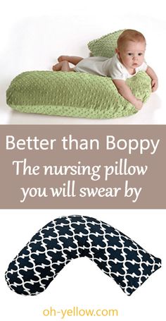 a baby laying on top of a pillow with the words, better than boppy the nursing pillow you will swear by