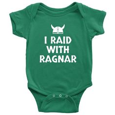 Adorable Viking Baby One-piece - Cute Pagan Baby Shirt - I Raid With Ragnar - First Birthday Or Baby Baby Shirt Design, Viking Baby, Baby Momma, Skirts For Kids, Meme Design, Top Baby Products, Baby One Piece, Baby Shirts, Future Kids