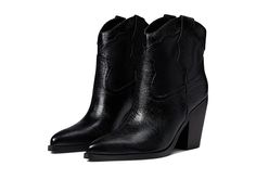 Marc Fisher LTD Gona - Women's Boots : Black : Bring on an artistic flair to your western style wearing the Marc Fisher LTD Gona Boots. Sleek leather upper with eye-catching design on shaft. Man-made upper, lining, and insole. Easy pull-on style. Pointy toe. Block heel. Man-made outsole. Imported. Measurements: Heel Height: 3 1 4 in Weight: 1 lb 3 oz Circumference: 11 1 4 in Shaft: 7 1 4 in Product measurements were taken using size 9, width M. Please note that measurements may vary by size. Wei Black Boots Women, Marc Fisher, Western Style, Boots Black, Western Fashion, Women's Boots, Wedge Boot, Block Heels, Womens Boots