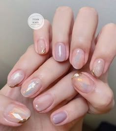 Korean Summer Nail Art, Wedding Hair Color, Minimal Nail, Sheer Nails, Hello Nails, Hippie Nails, Simple Gel Nails, Gold Nail