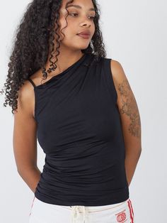 Zoe Top - Black 2024 Wishlist, Spaghetti Strap Top, A Goddess, Strap Top, One Shoulder Tops, Strap Tops, Trinidad And Tobago, Soft Fabric, Feel Like