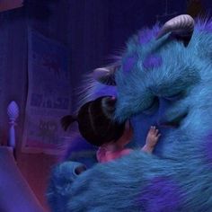 the monsters are hugging each other in this animated scene