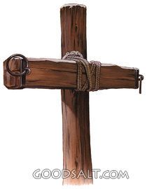 a wooden cross with rope tied around it