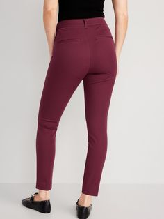 High-Waisted Pixie Skinny Ankle Pants for Women | Old Navy Fitted Mid-rise Pants With Belt Loops, Versatile Mid-rise Bottoms For Workwear, Mid-rise Bottoms For Business Casual, Versatile Mid-rise Dress Pants For Business Casual, Versatile Mid-rise Office Bottoms, Chic Mid-rise Bottoms With Welt Pockets, Mid-rise Bottoms For Office In Fall, Solid Leggings With Pockets For Work, Mid-rise Bottoms For Fall Office Wear