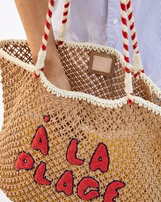 Roomy & cute for heading to le beach Fits the necessities + more Made for summer fun + farmers market strolls Crocheted cotton rope Hand Painted Monogram, Brentwood Country Mart, Tan Crochet, Monogram Painting, Beach Fits, Coastal Vibes, Clare V, Clare V., Denim Outerwear