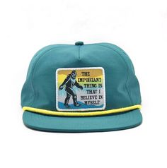 The important thing is that you believe in yourself! Bigfoot sure does! Made from 100% quick-dry nylon, this cap is ready for some trekking. -woven patch with merrowed edging -bright yellow rope and adjustable snapback closure. Dinosaur Mask, I Believe In Me, Believe In Yourself, Cat Nap, Believe In You, Trekking, Trucker Hat, Hats, Yellow