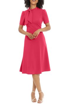 Maggy London Short Sleeve Necktie Midi Dress | Nordstromrack Maggy London, Color Analysis, Short Sleeve Dress, Well Dressed, Necktie, Retro Inspired, Sleeve Dress, Neck Tie, Short Sleeve Dresses