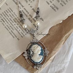 Katherine Pierce Inspired Cameo Necklace Silver Version - Etsy Necklace Katherine Pierce, Kathrine Pierce Necklace, Katherine Pierce Jewelry, Katherine Pierce Necklace, Katherine Necklace, Vampire Diaries Necklace, Vampire Diaries Jewelry, Silver Figaro Chain, Victorian Cameo