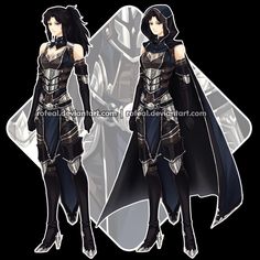 an anime character with black hair and armor