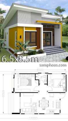 the floor plan for a small house with two bedroom and one bathroom, is shown