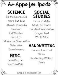 the four types of writing for kids to use in their homes and school projects, including science