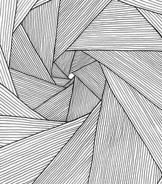 an abstract black and white image with lines in the center, as if it is going through