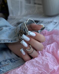 Of White Nails, White Nails Acrylic, White Nails Ideas, Nail Art White, Nail Tech Quotes, Nails Painted, Alphabet Tattoo Designs, Blue Patterns, Makeup Nails Art