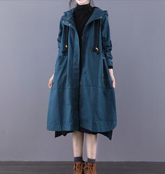 Long Women Casual Hooded Parka Plus Size Coat Jacket ,Custom make service available! Please feel free to contact us if you want this dress custom made.Materials used: cotton blendedSize: M: chest:112 cm length:98-106 cm sleeve：56 cm L : chest:116 cm length:99-107 cm sleeve：57 cm Most of our dresses are made of cotton linen fabric, soft and breathy. loose dresses to make you comfortable all the time.Flattering cut. Makes you look slimmer and matches easily.Payment:We accept payment by paypal and Cotton Long Coat, Long Cotton Parka With Pockets, Cotton Long Coat Parka With Pockets, Spring Cotton Long Coat Parka, Cotton Long Coat Parka For Spring, Cotton Long Parka For Spring, Hooded Cotton Utility Jacket For Work, Casual Cotton Long Parka, Long-sleeved Cotton Parka With Pockets