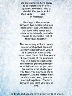 a poem written in blue and white with the words marriage