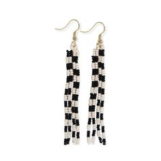 PRICES MAY VARY. Introducing our June Mini Checked Pattern Petite Beaded Fringe Earrings, a delightful addition to our Seed Bead Collection. These earrings feature a cute black and white checkerboard pattern, or you can opt for the playful multi-color variation. Made with precision-cut glass seed beads, these hanger earrings offer a skinnier take on our beloved fringe style. If you're a fan of our popular Whitney earrings, get ready to be obsessed with the June! Embrace your sense of wonder and Bead Collection, Petite Earrings, Edgy Earrings, Beaded Fringe Earrings, Fringe Fashion, Cute Black And White, Checkerboard Pattern, Black Fringe, Beaded Fringe